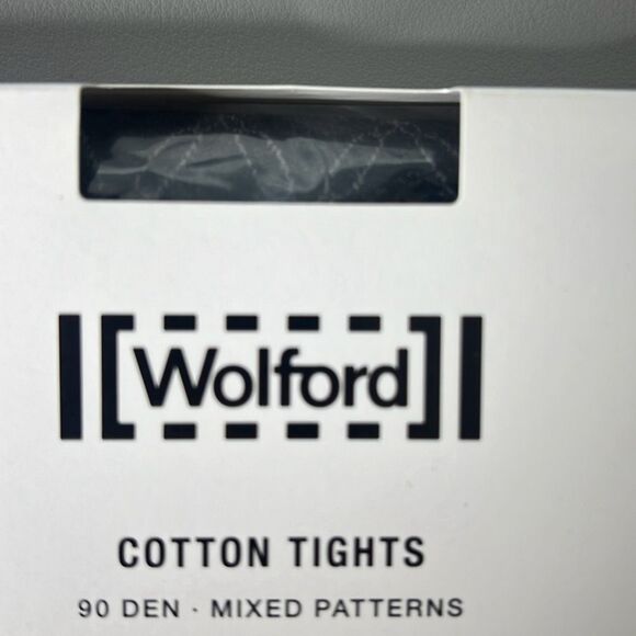 NWT Wolford Cotton Tights 90 Den Mixed Patterns Black Ash S #15038 - Picture 5 of 10